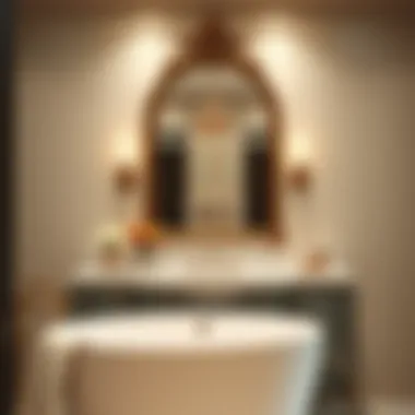 Luxurious Bathroom Featuring a Statement Mirror Luxurious bathroom with statement mirror adding sophistication