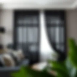 Elegant black bohemian curtains in a modern living space