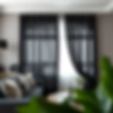 Elegant black bohemian curtains in a modern living space