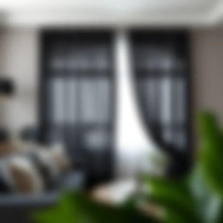 Elegant black bohemian curtains in a modern living space