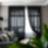 Elegant Black Bohemian Curtains Elegant black bohemian curtains in a modern living space