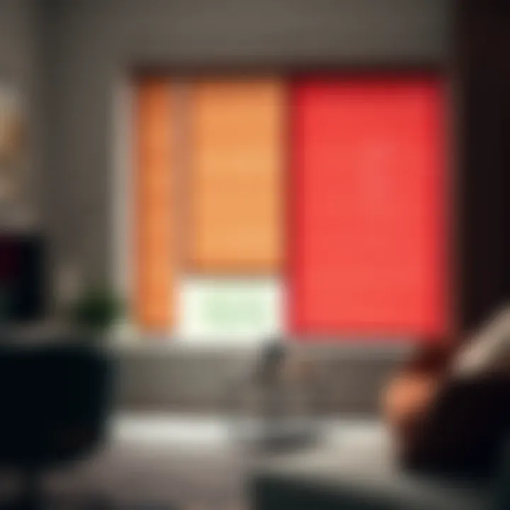 A close-up view showcasing various materials for large window blinds