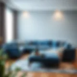 Elegant Blue L Shaped Sofa in Modern Setting Elegant blue L shaped sofa in a modern living room