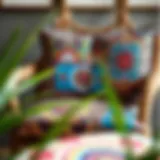 Vibrant bohemian chair cushion with intricate patterns