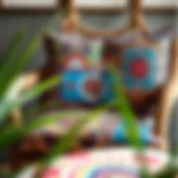 Vibrant bohemian chair cushion with intricate patterns