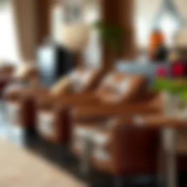 Chic Arrangement of Brown Leather Chairs Stylish arrangement of brown leather chairs with complementary decor