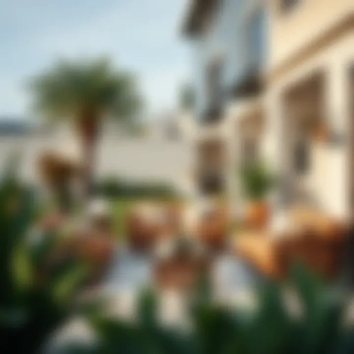 Elegant Arrangement of Brown Patio Furniture Elegant brown patio furniture arrangement in a serene outdoor setting