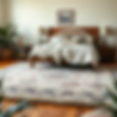 Oversized Rug in a Serene Bedroom Cozy bedroom featuring an oversized rug under the bed