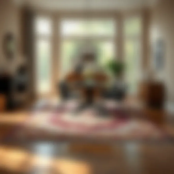 Oversized Rug in a Chic Dining Setting Stylish dining area showcasing an oversized rug beneath the table