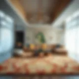 Luxurious oversized rug enhancing a contemporary living room