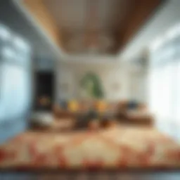 Luxurious oversized rug enhancing a contemporary living room