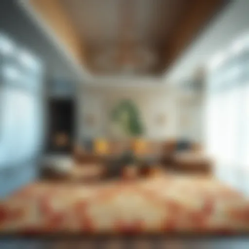 Luxurious oversized rug enhancing a contemporary living room
