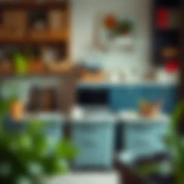 Efficient Organization in Workspaces Organized workspace featuring clearance storage totes with lids