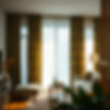 Trendy patterned curtains adding character to a modern space