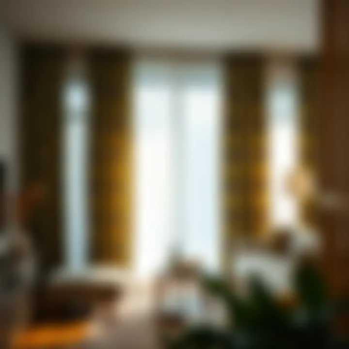 Trendy patterned curtains adding character to a modern space