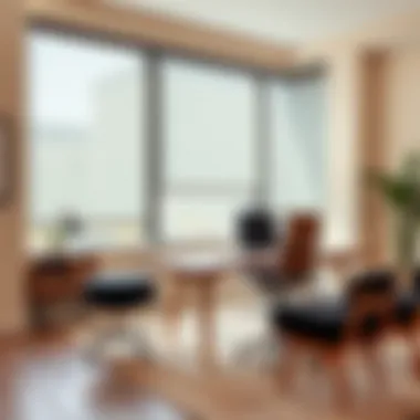 Chic Roller Shades in Contemporary Office Chic roller shades complementing contemporary decor in an office