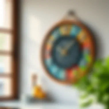 Vibrant Artistic Clock for Decor Colorful artistic wall clock enhancing kitchen decor