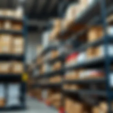 Robust Warehouse Wire Shelving in Use Warehouse setting showcasing heavy-duty wire shelving loaded with products