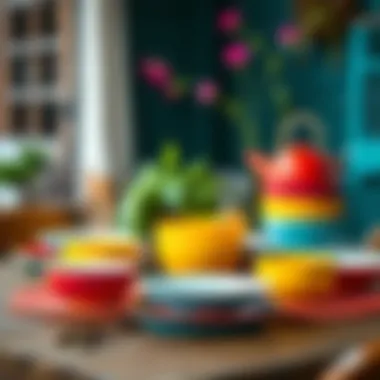 Colorful Melamine Dinner Set Vibrant melamine dinner set perfect for outdoor dining