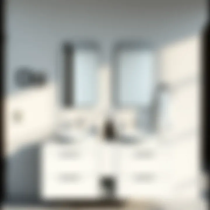 Modern double sink with integrated makeup vanity surface