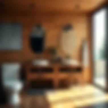 Rustic Double Vanity Sink Design in Warm Wood Tones Rustic double vanity sink design in warm wood tones