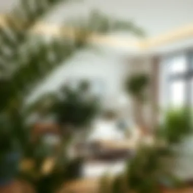 Dracena Trees in Modern Interior Design A beautifully arranged interior space featuring Dracena trees as decorative elements.