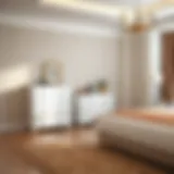 Elegant Two-Piece White Dresser Set in Modern Bedroom Elegant two-piece white dresser set in modern bedroom