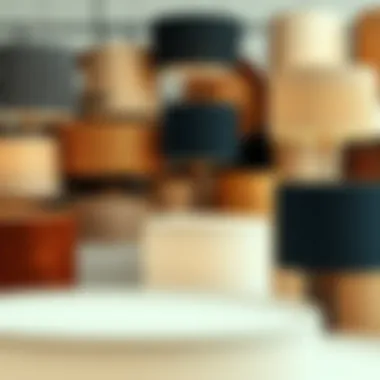 Diverse Materials for Extra Large Lampshades Diverse materials used in extra large lampshades displayed in a creative arrangement