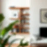 Elegant Wooden Floating Corner Bookshelf Elegant wooden floating corner bookshelf showcasing books and decor