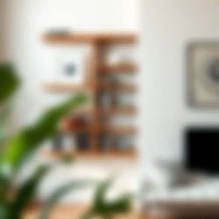 Elegant Wooden Floating Corner Bookshelf Elegant wooden floating corner bookshelf showcasing books and decor