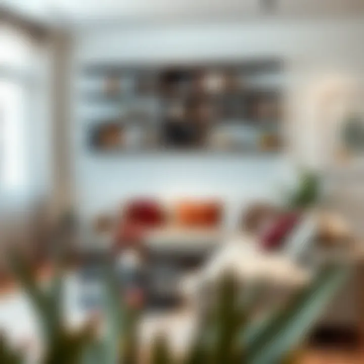 Modern Floating Corner Bookshelf in Living Room Modern floating corner bookshelf arrangement in a stylish living room