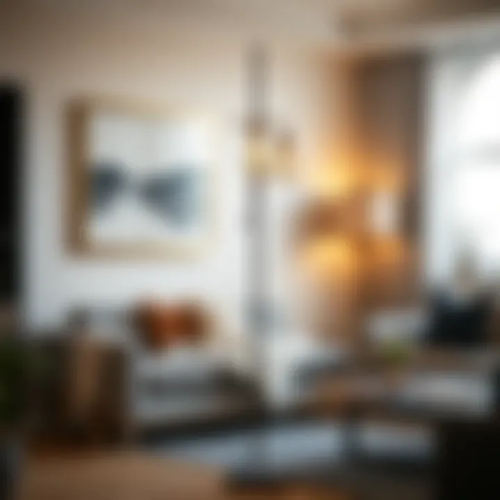 Elegant Contemporary Floor Lamp Elegant contemporary floor lamp with two bulbs illuminating a modern living room