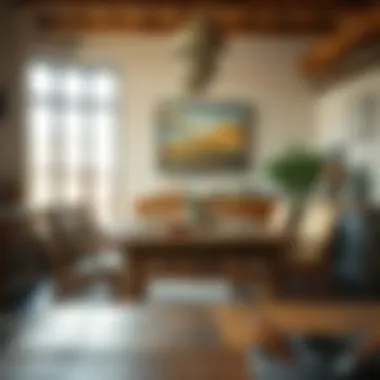 Rustic dining area with handcrafted wooden furniture