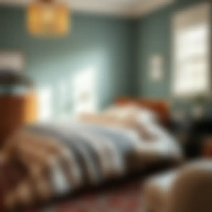 Stylish Bedroom with Gingham Comforter Stylish bedroom featuring a gingham comforter as a focal point