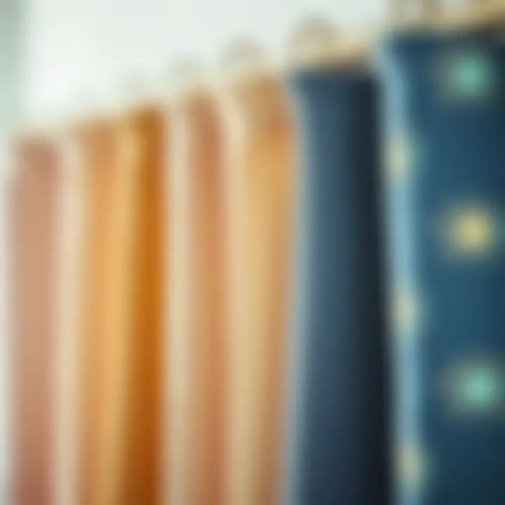 Close-up of various fabric types used for grommet curtains
