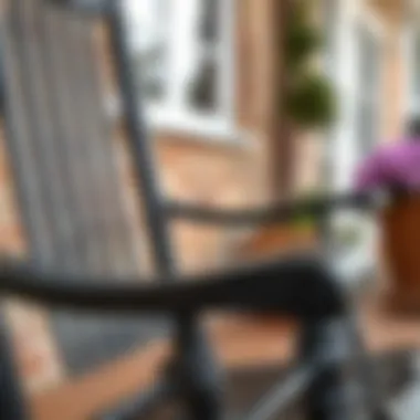 Close-up of the material of a black rocking chair