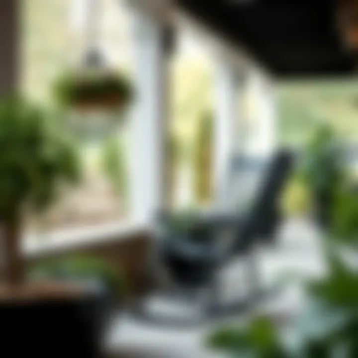 Elegant black outdoor rocking chair on a patio