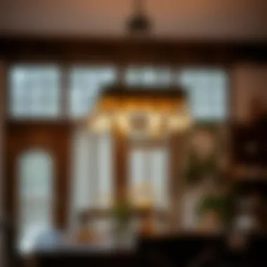 Rustic chandelier hanging in a cozy dining area