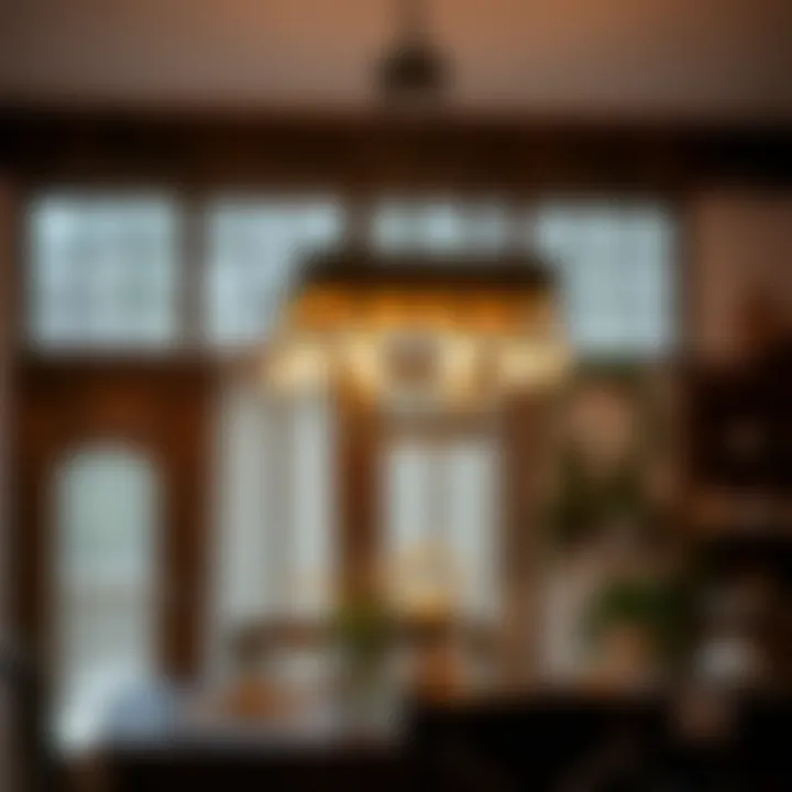 Rustic chandelier hanging in a cozy dining area