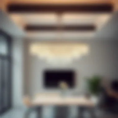 Sleek and stylish chandelier in a minimalist office space