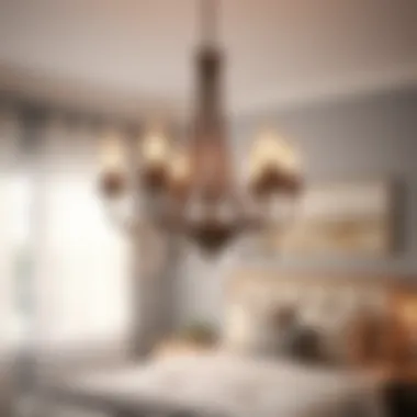 Vintage-inspired chandelier adding charm to a bedroom