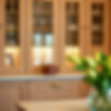 Craftsmanship of Glass Cabinet Doors Close-up view of glass cabinet doors highlighting craftsmanship