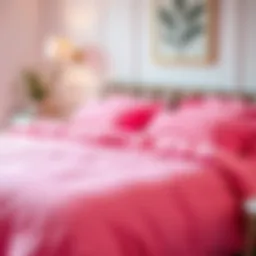 Stylish hot pink queen comforter on a neatly made bed