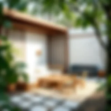 Embracing Minimalism: Japanese Outdoor Seating Concepts Minimalist Japanese-style outdoor seating with natural surroundings