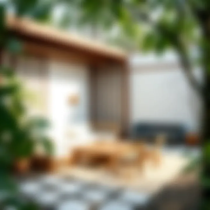 Embracing Minimalism: Japanese Outdoor Seating Concepts Minimalist Japanese-style outdoor seating with natural surroundings