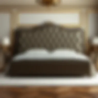 Luxurious upholstered king bed frame with plush texture