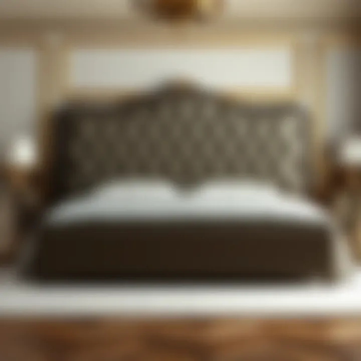 Luxurious upholstered king bed frame with plush texture