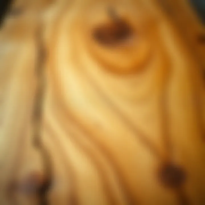 Detailed Texture of Knotty Pine Close-up of the intricate knots and patterns in a knotty pine table surface