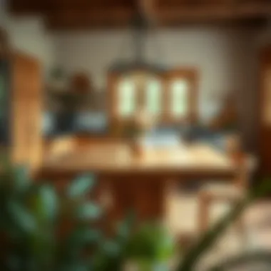 Rustic Charm in Kitchen Design Beautifully crafted knotty pine table in a rustic kitchen setting