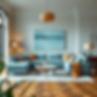 Inviting Atmosphere with Light Blue L Shaped Sofa Cozy living room featuring a light blue L shaped sofa